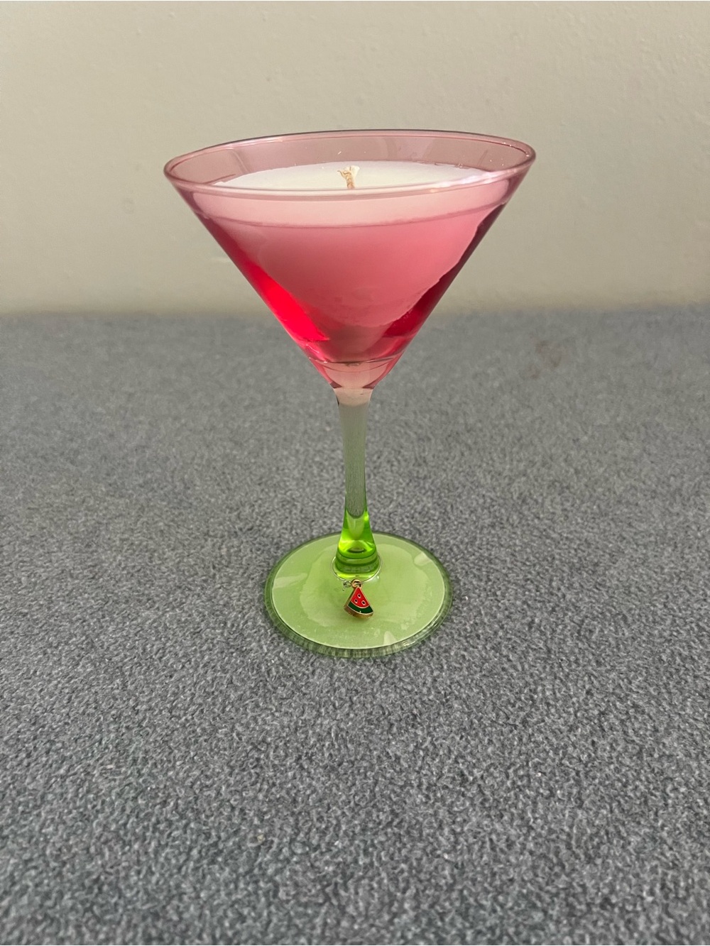 Juicy Couture Pink and Green Watermelon Martini Glass Candle